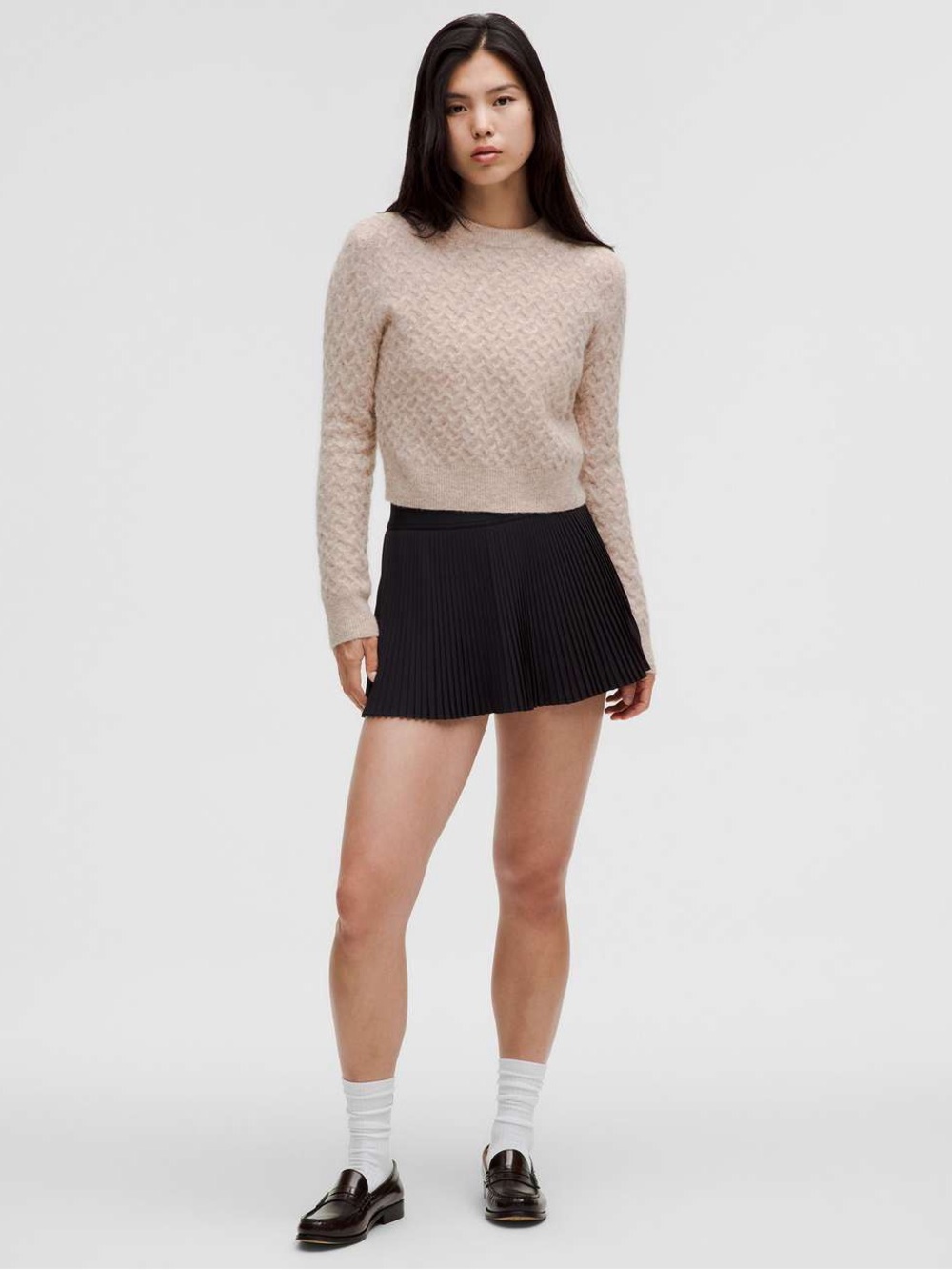 Lululemon Alpaca Wool- Blend Crosshatch sweater light pink